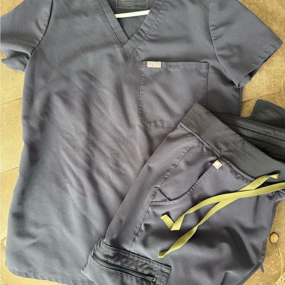 Figs dark harbor Scrub Top and Pants Set